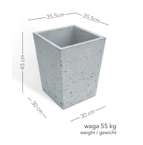 Donica betonowa Pater 35,5x35,5x45 cm – Szara
