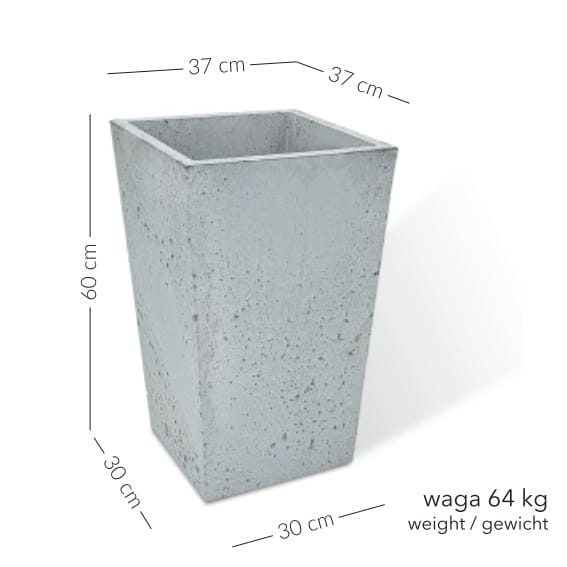 Donica betonowa Pater 37x37x60 cm – Szara