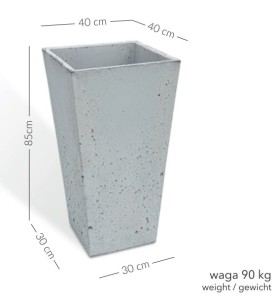 Donica betonowa Pater 40x40x85 cm – Szara (Wysoka Zwężana)