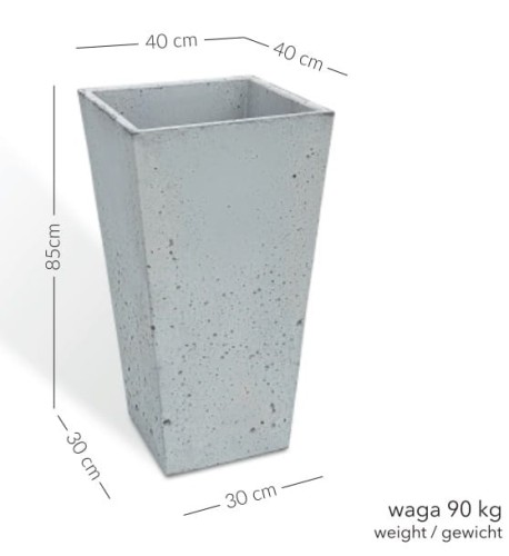 Donica betonowa Pater 40x40x85 cm – Szara