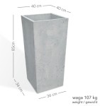 Donica betonowa Pater 40x40x85 cm – Szara (Wysoka Zwężana)