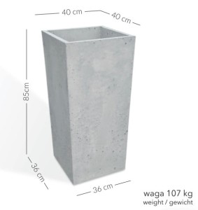 Donica betonowa Pater 40x40x85 cm – Szara (Wysoka Zwężana)