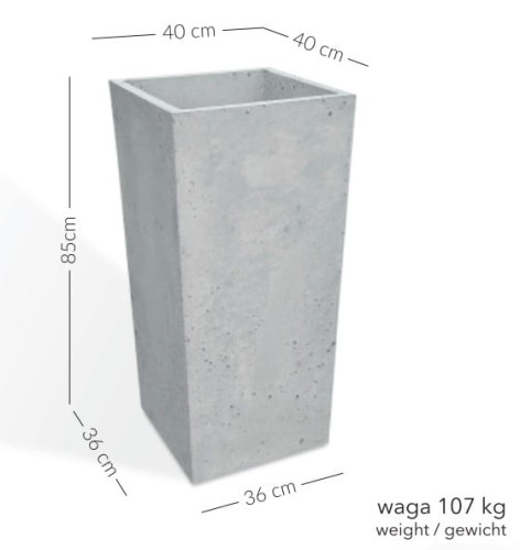 Donica betonowa Pater 40x40x85 cm – Szara