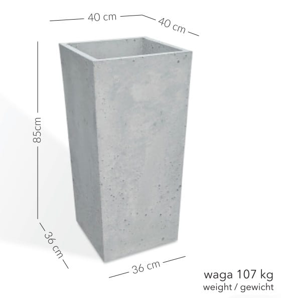 Donica betonowa Pater 40x40x85 cm – Szara