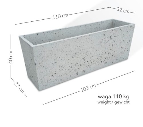 Donica betonowa Pater 110x32x40 cm – Szara