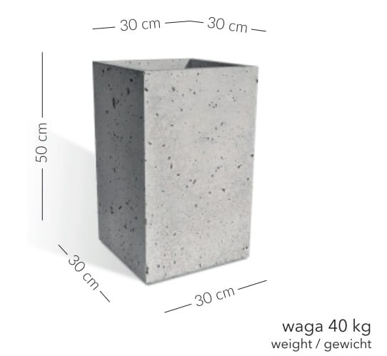 Donica betonowa Pater 50x30x30 cm – Szara