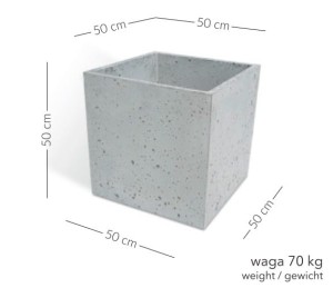 Donica betonowa Pater 50x50x50 cm – Szara (Sześcian)