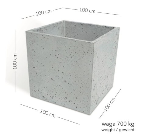 Donica betonowa miejska Pater 100x100x100 cm – Szara