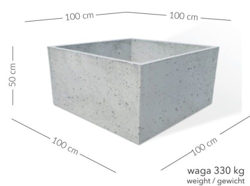 Donica betonowa Pater 100x100x50 cm – Szara