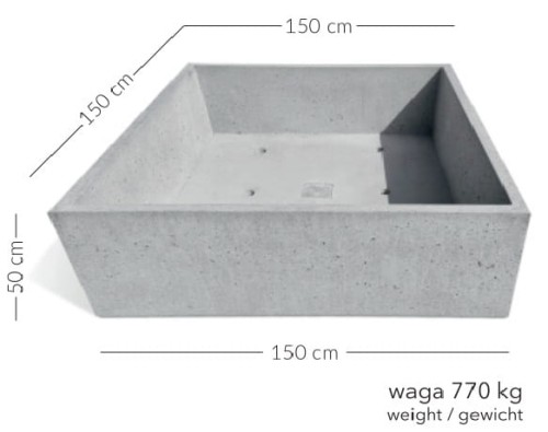 Donica betonowa miejska Pater 150x150x50 cm – Szara