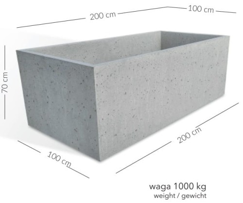Donica betonowa miejska Pater XXL 70x100x200 cm – Szara