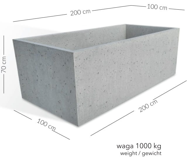 Donica betonowa miejska Pater XXL 70x100x200 cm – Szara