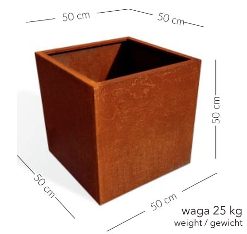 Donica betonowa Pater 50x50x50 cm – Efekt Corten