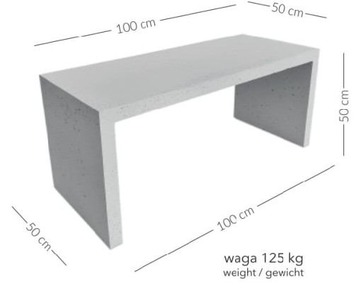 Ławka betonowa ogrodowa Pater 100x50x50 cm – Szara