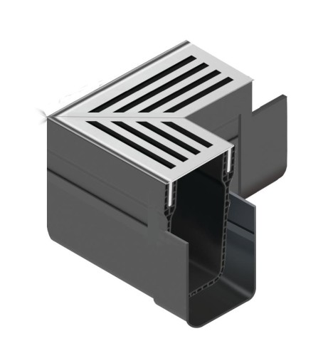 Narożnik odwodnienia liniowego ACO Slimline 90 stopni Srebrny