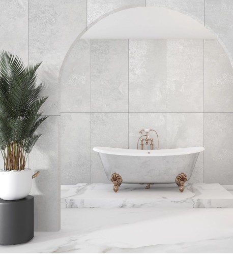 Tiles Cement Albira White Carving płytki gresowe 120x60x0,9 cm szary