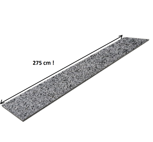 Stopnica Granitowa New Dark Grey 275x30x2 cm szara – Płomieniowana Długa Płyta