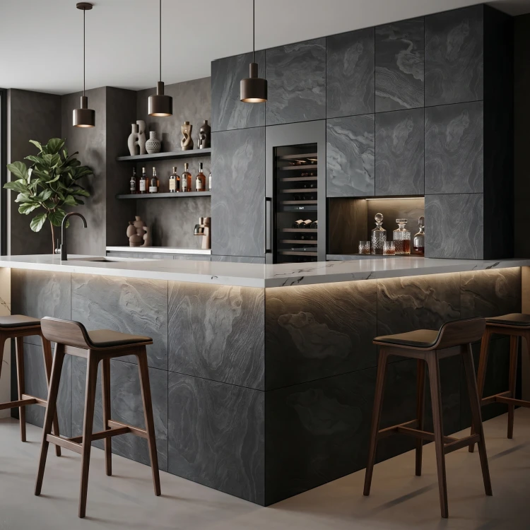 Fornir Kamienny Black Slate 122x61x0,2 cm - elegancki łupek w czerni