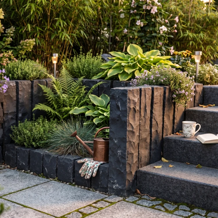 Ogrodowa Palisada Łupana G690 Bazalt Black 33x10x10 cm - naturalny bazalt
