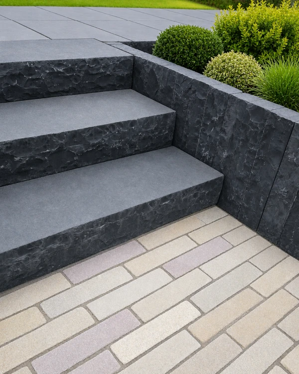 Palisada łupana | Obrzeże Wapienne Kadappa Black Limestone 100x10x10 cm – zdjęcie 2
