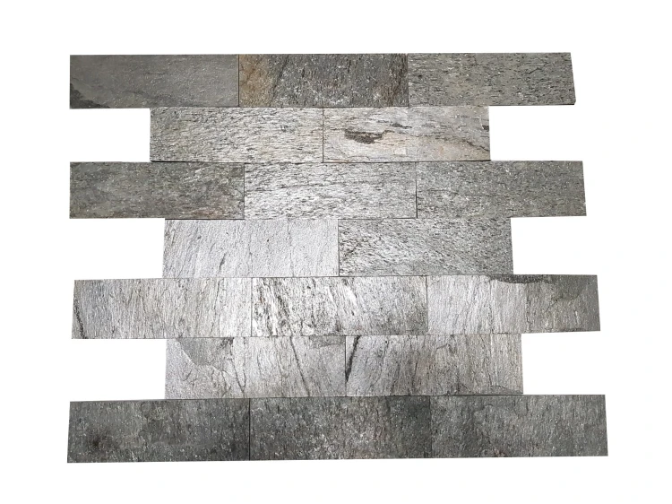 Tiles kamień elewacyjny-dekoracyjny kwarcytowy Silver Shine Brick 10x30 szary