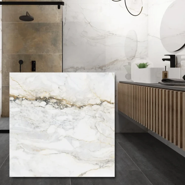 Gres Pisa Gold Mat (Calacatta Oro) 60x60x1 cm - luksus marmuru w matowym wykończeniu