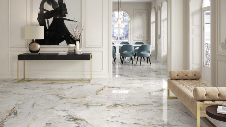 Gres Pisa Gold Mat (Calacatta Oro) 60x60x1 cm – zdjęcie 5