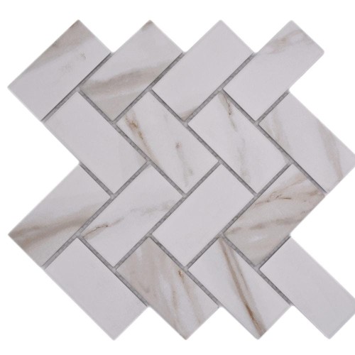 Mozaika ceramiczna Biała Calacatta Gold Prostokąt 27,4×27,9×0,65 cm - matowa i mrozoodporna