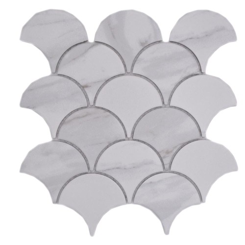 Mozaika ceramiczna Biała Calacatta Grey Rybia Łuska Matowa 25,9×27,3×0,7 cm – zdjęcie 2