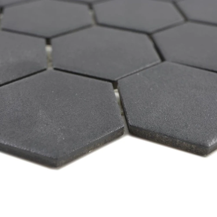 Mozaika ceramiczna Czarna Hexagon Matowa 32,5×28,1x0,6 cm – zdjęcie 2