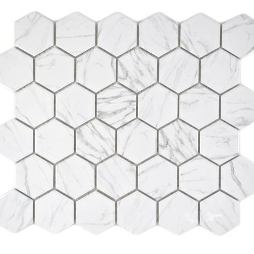 Mozaika ceramiczna Biała Hexagon Polerowana 32,5×28,1×0,6 cm