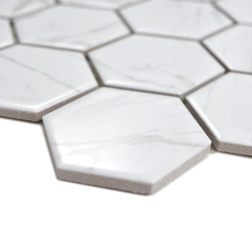 Mozaika ceramiczna Biała Hexagon Polerowana 32,5×28,1x0,6 cm – zdjęcie 2