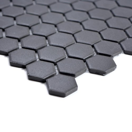 Mozaika gresowa Czarna Hexagon Matowa 26x30x0,5 cm – zdjęcie 2