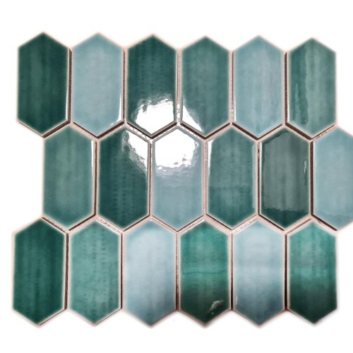 Mozaika ceramiczna Zielona Hexagon polerowana 25,3×29,3 cm