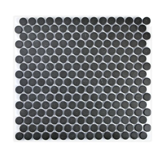 Mozaika gresowa Czarna Kółka Matowa 31,5x29,4x0,5 cm - okrągły dekor penny w czerni