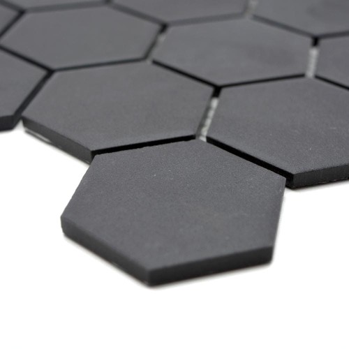 Mozaika gresowa Czarna Hexagon Matowa 32,5x28,1x0,5 cm – zdjęcie 2