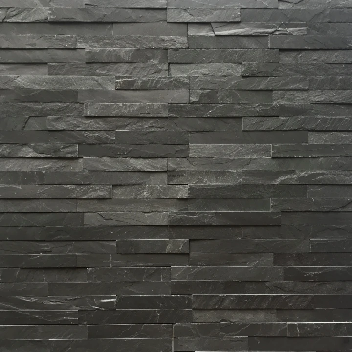Kamień Elewacyjny Łupek Tiles Black Slate Stackstone 10x36 cm – Długa Cegiełka czarna