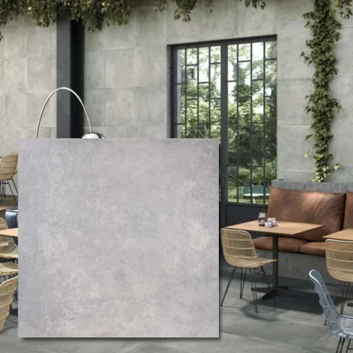 Płytka gresowa Soft Concrete Iron 100x100 cm - stalowa szarość w wielkim formacie