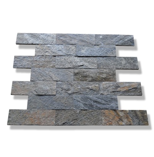 Kamień Elewacyjny Kwarcyt Tiles Deoli Green Brick 10x30 cm – Cegiełka szara