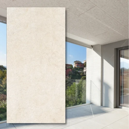 Gres 20mm City White Fossil 45x90x2 - tarasowy gres z wzorem skamielin