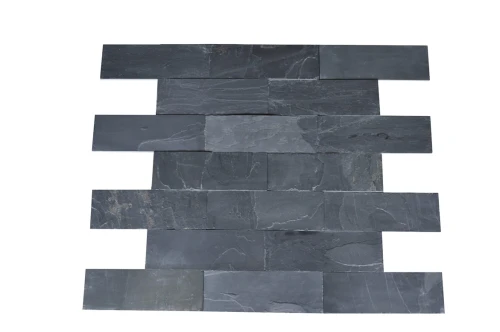 Kamień Elewacyjny Łupek Black Slate Brick10x30 cm – Cegiełka czarna