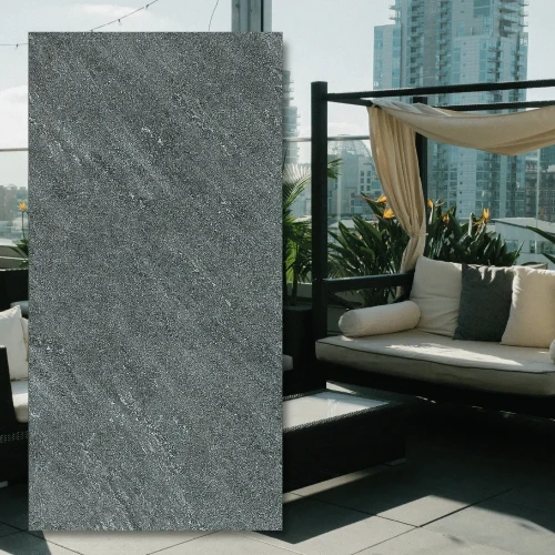 Płytka tarasowa Quartz Stone Superblack 60x60x2 cm - czysta czerń o grubości 20 mm