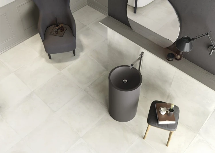 Płytka gresowa Soft Concrete White 60x60x2 cm – zdjęcie 3