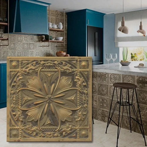 Płytka Ścienna Gatsby Copper Tin 20x20x0,7 cm - miedziany akcent z efektem 3D