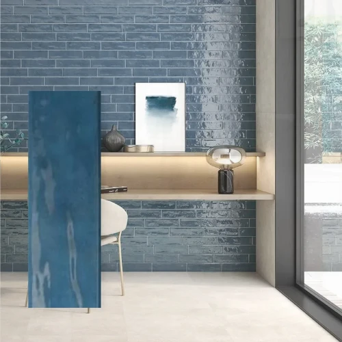 Płytka Ścienna Origin Grace Blue 7,5x30 - intensywna niebieska glazura z połyskiem