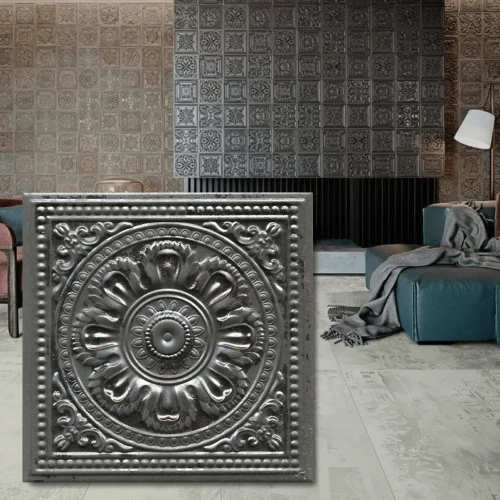 Płytka Ścienna Gatsby Lead Tin 20x20x0,7 cm - ciemnoszary akcent z efektem postarzania