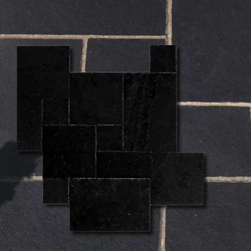 Kadappa Black Limestone Bębnowany French Pattern 3 cm - Komplet Rzymski 0,742 m²