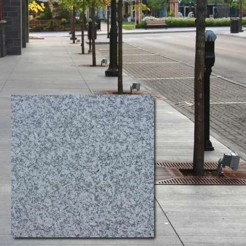 Plyta drogowa granitowa Bianco Sardo G602 60x60x8 cm - plomieniowana