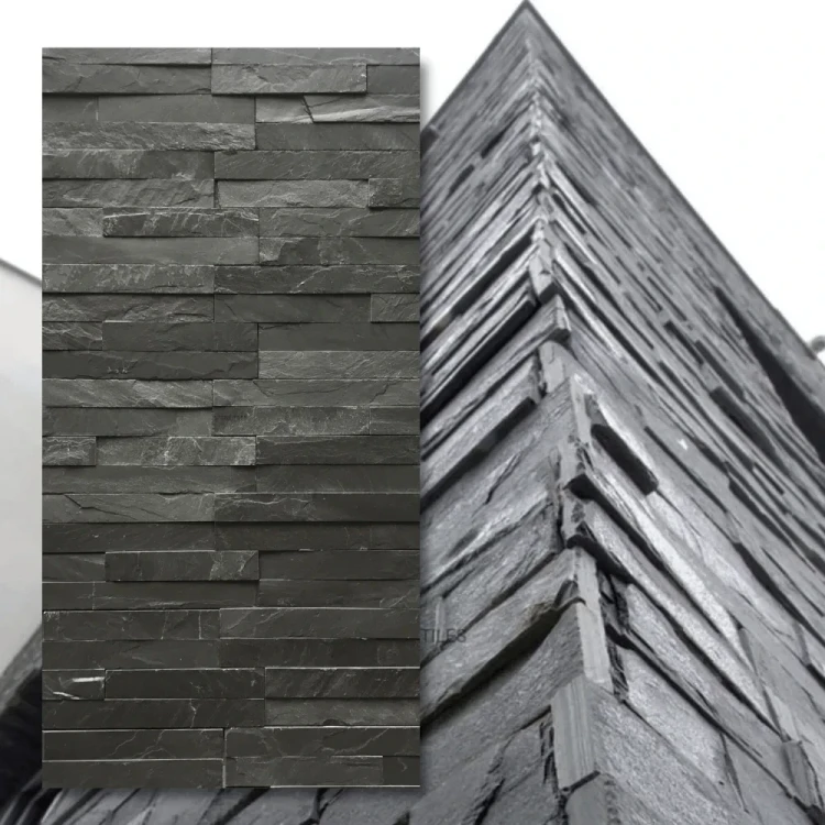 Kamień elewacyjny łupek czarny Black Slate Stackstone 10x36 - naturalny łupek