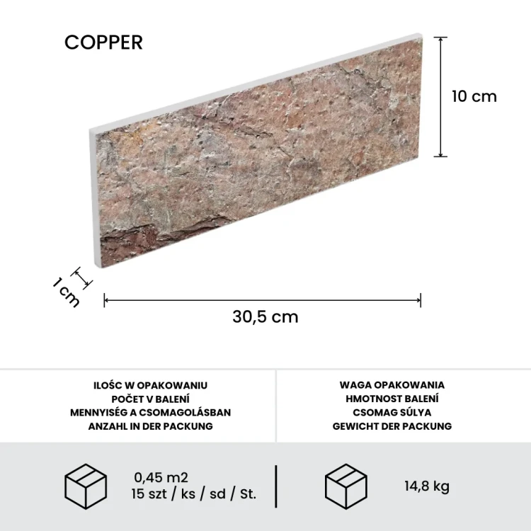 Kamień elewacyjny-dekoracyjny kwarcytowy Copper Brick 10x30 – zdjęcie 9